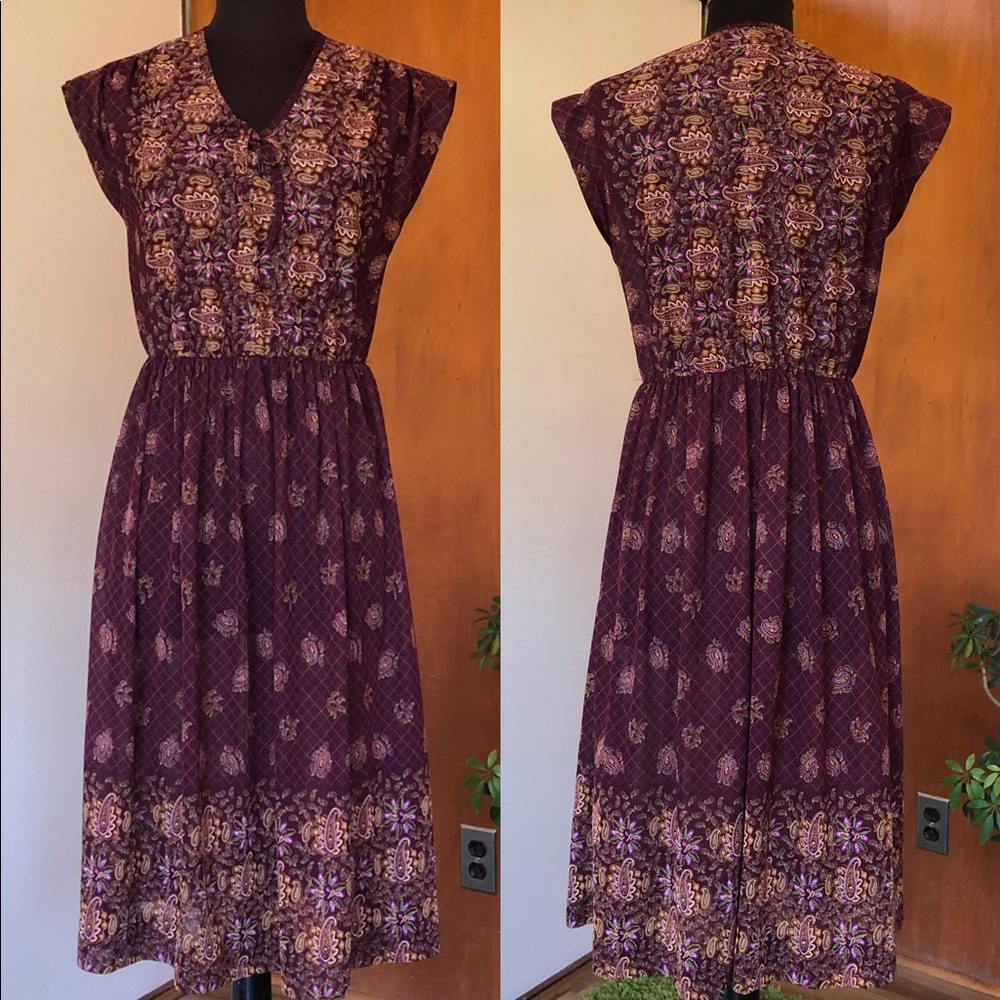 Vintage 70s dress paisley bohemian hippie